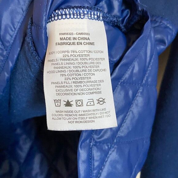 Nike NSW Embroidered Fleece Quilted‎ Hoodie Sweatshirt Blue Medium CJ6253-492 - Picture 5 of 8